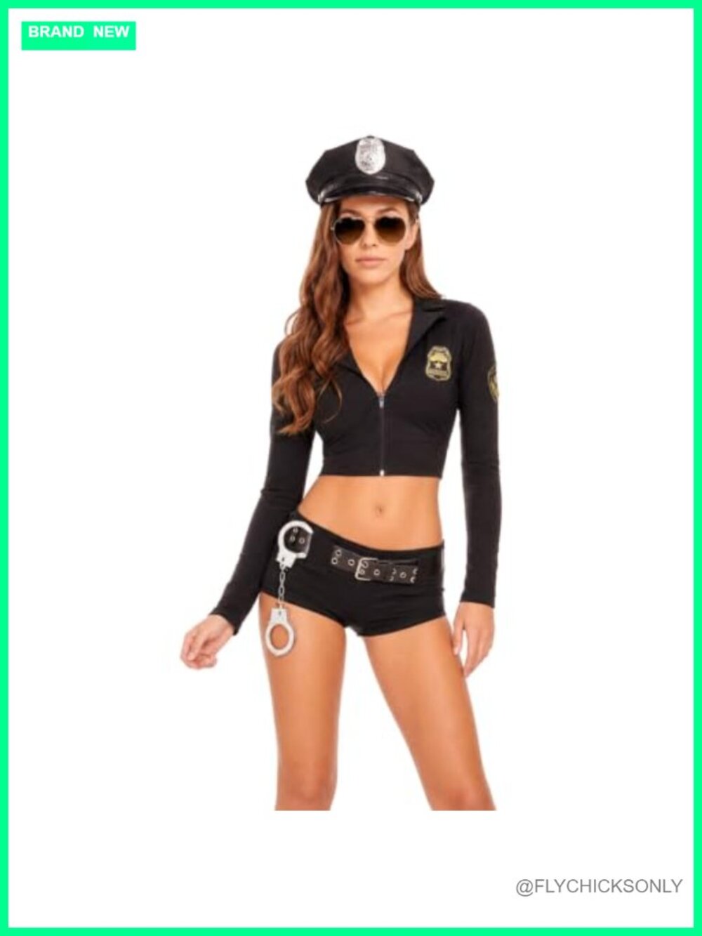 Women Police Costume Uniform Halloween Officer Outfit Cosplay 4 Piece Set
